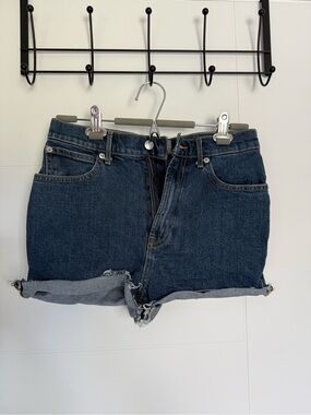 Everlane Way-High Dark Denim Shorts